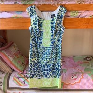 Blue and Green Patterned Women's Dress